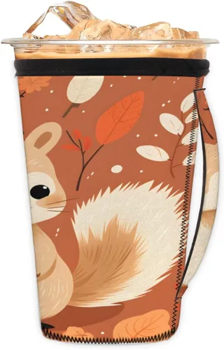 Vista 15 de Funda aislante reutilizable de neopreno con piel de camuflaje del ejército para bebidas, con asa, para la mayoría de cafés o bebidas heladas, 16-18