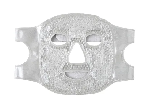 Vista 2 de FOMI Máscara facial completa con cuentas de gel para terapia caliente y fría, mascarilla facial de hielo para migraña, alivio del estrés, reduce