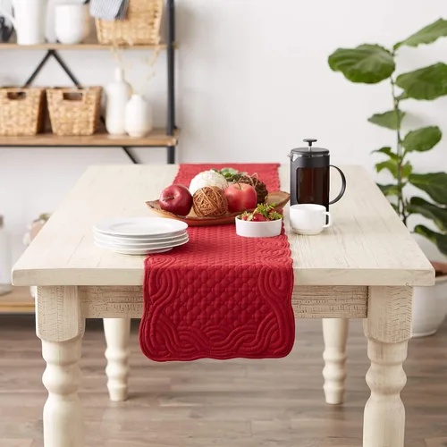 Vista 4 de DII Quilted Farmhouse Collection - Camino de mesa, 13x72, arándano