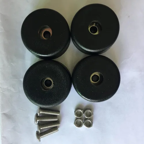 Vista 2 de Juego de 4 soportes de goma con tornillos de montaje y tuercas