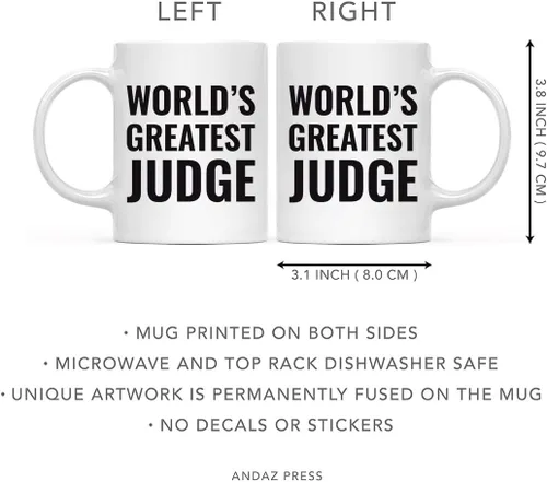 Vista 5 de Andaz Press Taza de café de 11 onzas, regalo para hombres o mujeres, taza del juez más grande del mundo, 1 paquete, taza para beber, cumpleaños