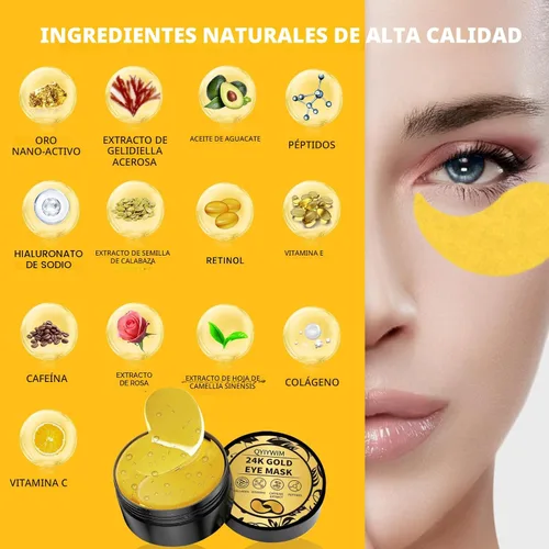 Vista 3 de Qyiywim Parches para debajo de los ojos 70 PCS, parches de oro de 24 quilates para tratamiento de ojos hinchados, máscaras debajo de los ojos