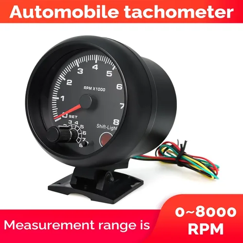 Vista 5 de Geevorks, tacómetros de reemplazo automotriz de 3.75'' 12V, 0-8000RPM luz azul, tacómetro de RPM para vehículos de gasolina de 1-8 cilindros, 1-2