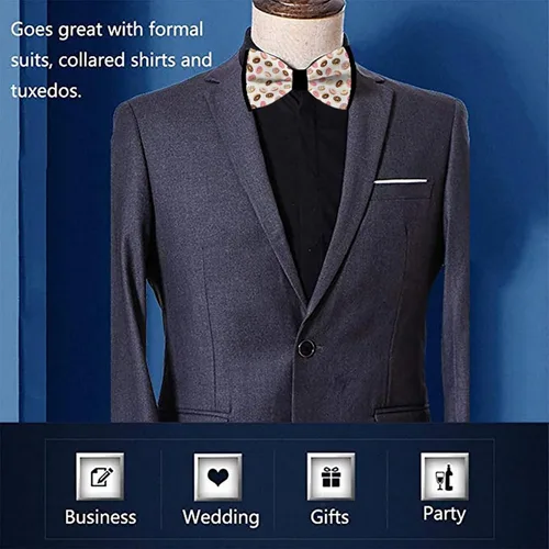 Vista 5 de Corbata de moquin ajustable, pajarita formal para cumpleaños, ocasiones divertidas