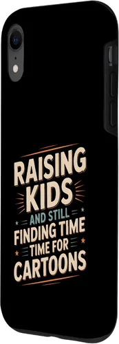 Vista 2 de Raising Kids and Still Finding Time Time for Cartoons Humor Case for iPhone XR