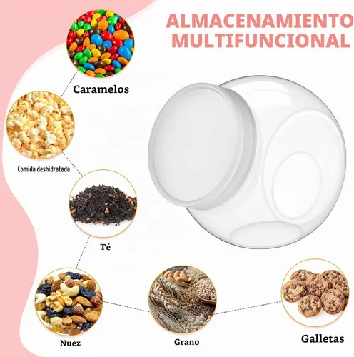 Vista 3 de Umigy 2 juegos de tarros de plástico transparente para dulces con tapas y cucharas, tarros de galletas transparentes de 42 onzas para despensa