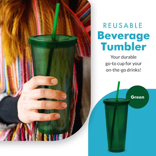 Vista 2 de Vaso portátil de doble capa Eco To Go,20 oz. de capacidad, Verde