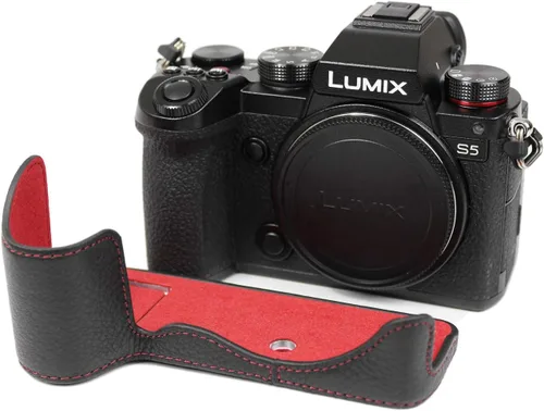 Vista 9 de Rieibi Panasonic S5 - Funda de piel auténtica para cámara compatible con Panasonic Lumix DC-S5, DC-S5II, DC-S5IIX, color negro