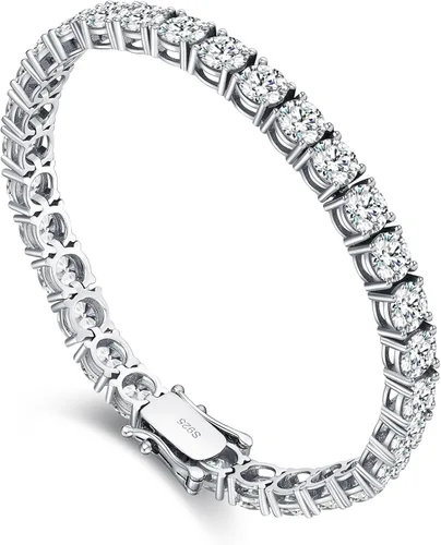 Vista 3 de Moissanite Tennis Bracelet for Men 925 Sterling Silver Wedding Diamond Tennis Bracelets for Women 18K White Gold Plated Classic Lab Created