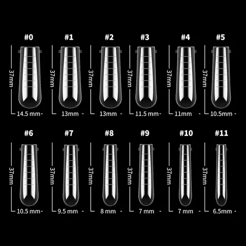 Vista 2 de LIONVISON Formas de uñas de poligel: 120 piezas de formas de uñas en forma de ataúd para gel constructor reutilizables - 12 tamaños de extensión