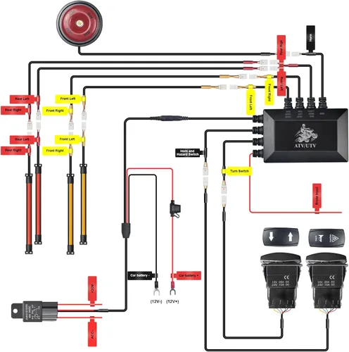 Vista 7 de Roykaw Kit de señal de giro UTV, señal de giro con interruptor de giro de columna y bocina de 110 dB, barra de luz COB mejorada, compatible