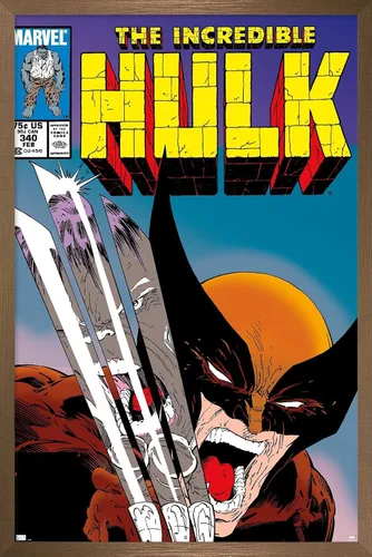 Vista 15 de Trends International Marvel Comics X-Men - Póster de pared de Wolverine Incredible Hulk #340, 22.4 pulgadas de largo x 14.7 pulgadas, versión