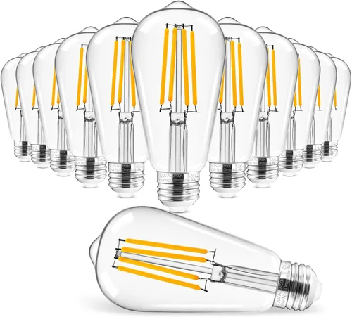 Vista 11 de Hizashi - 6 bombillas led Edison E26 equivalentes a 60 W, no regulables, 2,700 K, blanco cálido, CRI superior a 95, ST19, vintage, base E26, 700