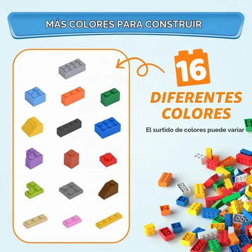 Vista 5 de Juego de 1600 piezas de ladrillos de construcción con 32 ruedas de bloques de construcción, juego clásico de bloques a granel, juguete creativo DIY