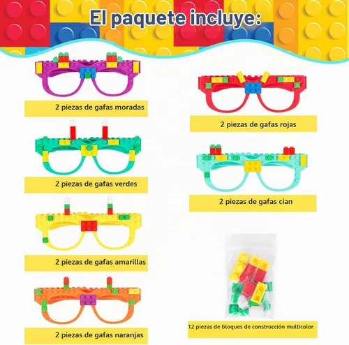 Vista 3 de Fowecelt 12 piezas de ladrillos de construcción de bloques de construcción para niños, suministros de regalos de fiesta de cumpleaños