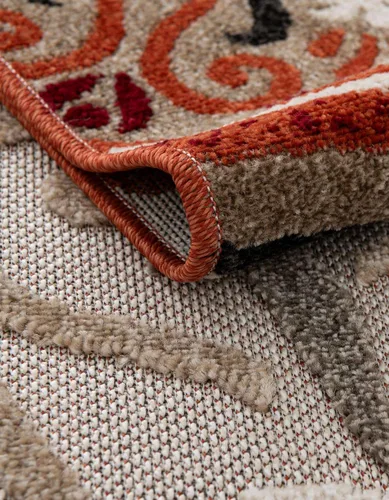 Vista 6 de Unique Loom Outdoor Modern Collection - Alfombra de área con círculos (5 pies 3 pulgadas x 8 pies, ovalada, terracota/borgoña)