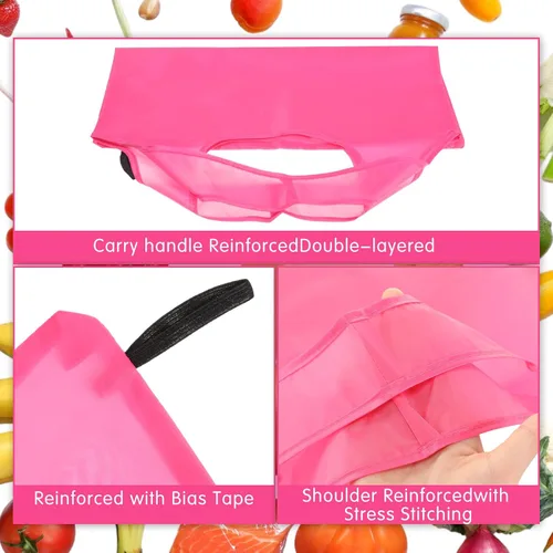 Vista 5 de Silkfly 24 bolsas de comestibles reutilizables plegables duraderas para reciclaje a granel con asas, bolsa de almacenamiento lavable