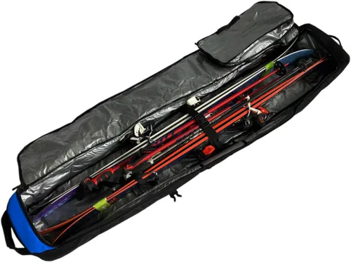 Vista 3 de Element Equipment Bolsa de esquí acolchada con ruedas Ultimate Double - Bolsa de viaje de doble rodillo de alta calidad Bar B Rosa