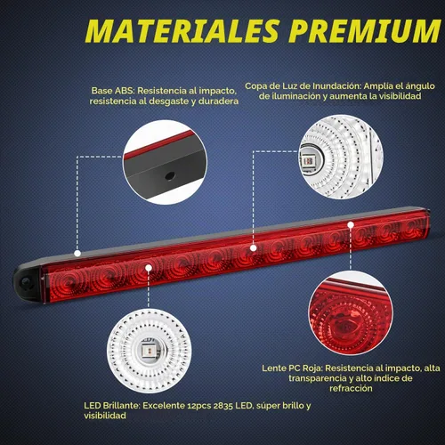 Vista 4 de Nilight Luz de remolque de 16 pulgadas, 12 LED rojos, luces de freno secuenciales, intermitentes, impermeables, barra de identificación trasera
