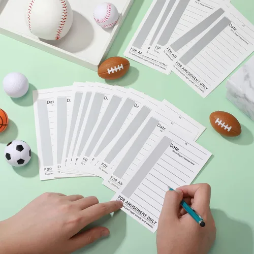 Vista 7 de 100 paquetes de 10 cartas deportivas de fútbol de líneas, 100 tarjetas de fútbol americano para piscina, 100 tarjetas de tira de béisbol sin