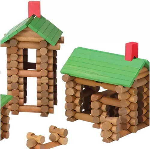 Vista 3 de Tumble Tree Timbers - Juego de construcción de madera - 450 piezas. Construye cabañas de troncos. Juguete educativo STEM