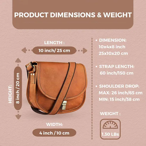Vista 5 de Bolsa de sillín para mujer, bolsos cruzados de cuero genuino para mujer, cartera para mujer, bolsos para mujeres, bolsos bohemios, Marrón Vintage