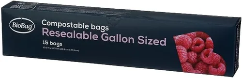 Vista 12 de BioBag Bolsas de almacenamiento de alimentos resellables 100% compostables certificadas, 20 unidades, cuartos de galón, perfectas para refrigerador