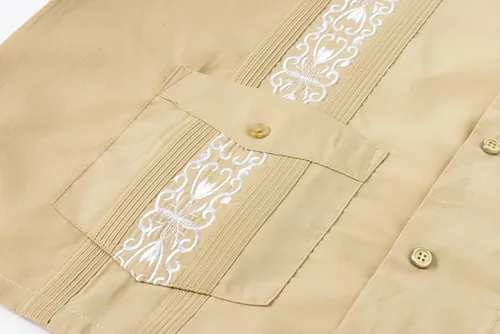 Vista 4 de Guayabera - Camisas de manga corta para hombre con broches cubanos