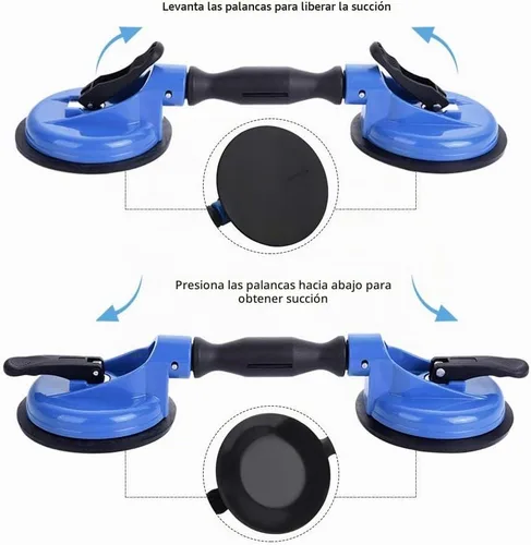 Vista 4 de IMT Paquete de 2 ventosas de vidrio dobles, placa de vacío resistente con mango ajustable para levantar vidrio/instalación automática de parabrisas