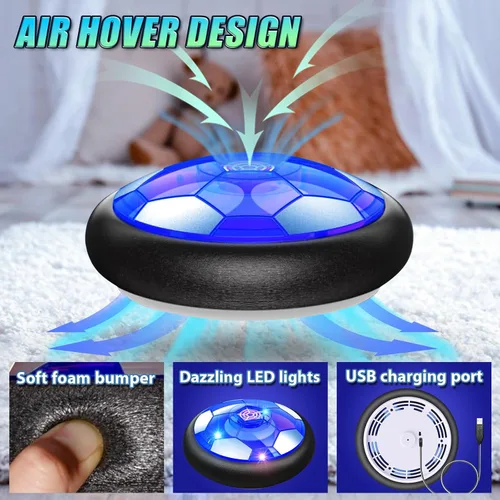 Vista 3 de Set de pelota de fútbol hover con 2 porterías - Fútbol recargable con energía LED, pelota flotante hover para interior/exterior, regalos de fútbol