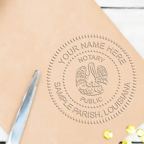 Vista 8 de Sello notarial híbrido negro de Louisiana, sello notarial del estado de Louisiana, tamaño de 1-5/8 de diámetro, ideal para notarios de Louisiana