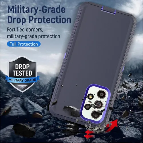 Vista 9 de YmhxcY Funda A53 5G, a prueba de caídas, 3 capas, duradera, a prueba de golpes, protección contra caídas, funda protectora de goma sólida mate