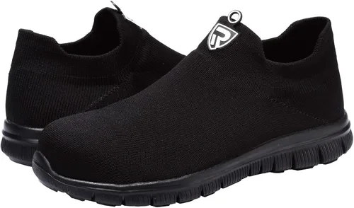 Vista 7 de LARNMERN Calcetines de punta de acero zapatos de seguridad para el trabajo zapatos ligeros industriales y de construcción sin cordones