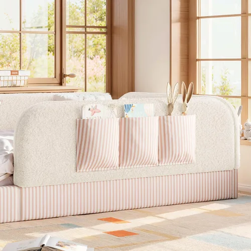Vista 5 de Bellemave Cama Montessori tapizada individual con bolsillo de Beige