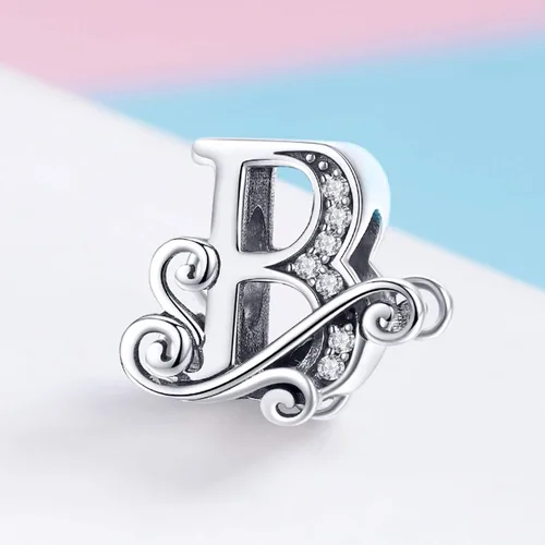 Vista 4 de Plata de ley 925 maciza con piedras cúbicas opciones de regalo completas AZ alfabeto encantador letras abalorios para pulseras europeas Pandora