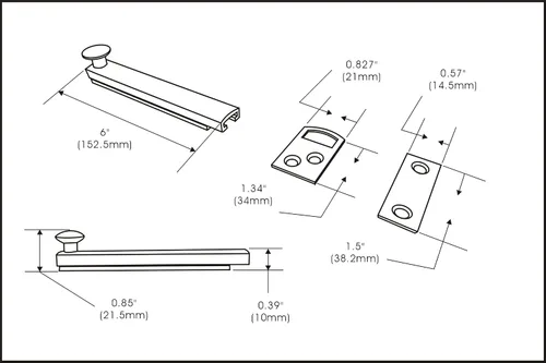 Vista 2 de QCAA Perno de superficie oculta de latón macizo resistente, 6 pulgadas, latón antiguo cepillado, 1 paquete, fabricado en Taiwán Latón envejecido