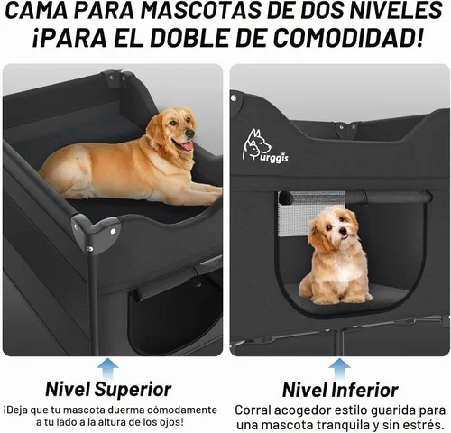 Vista 3 de Cama de noche para perro, literas plegables para cama humana Negro