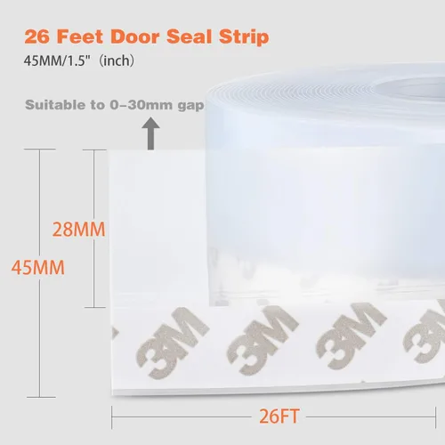 Vista 24 de MIKOSI cinta de sellado de silicona de 26 pies, cinta adhesiva para puertas, ventanas, huecos de duchas