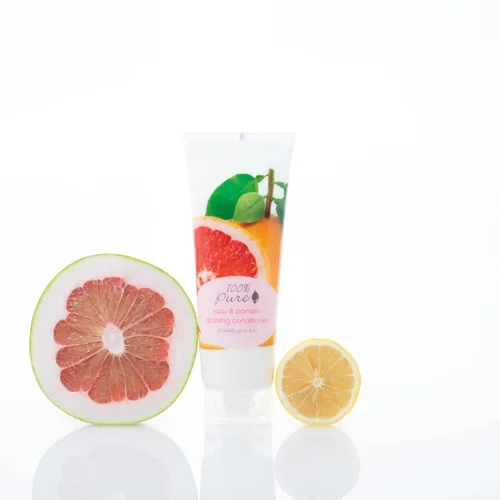 Vista 6 de 100% PURE Yuzu & Pomelo - Acondicionador brillante, revitalizante e hidratante, estimulante de nutrientes del aceite de semilla de lino Kelp