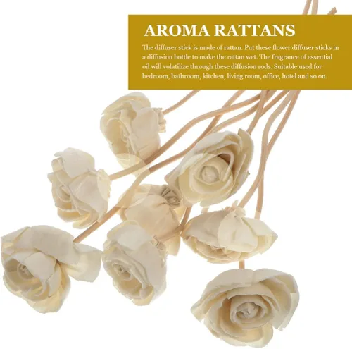 Vista 4 de Angoily 6 varillas difusoras de ratán para difusor de aroma de aceite, varillas difusoras de varillas de flores (blanco 1)