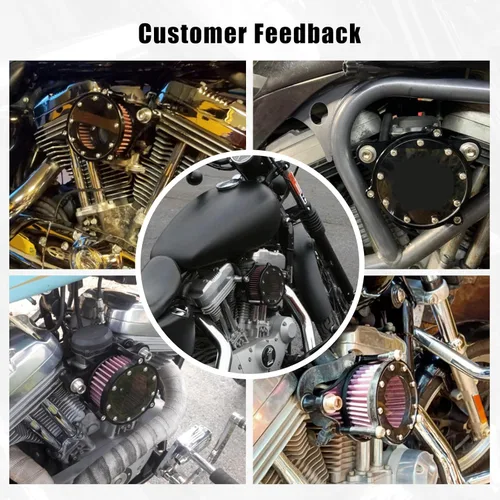 Vista 7 de Sporacingrts Filtro de aire para motocicleta CNC limpiador de aire negro Filtro de entrada Compatible con Sportster Police XL883P