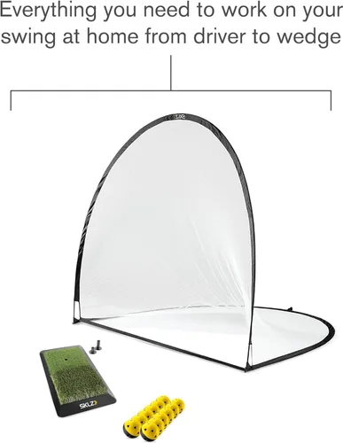 Vista 2 de SKLZ Kit de campo de conducción de golf con red, pelotas de golf, almohadilla de lanzamiento y camisetas