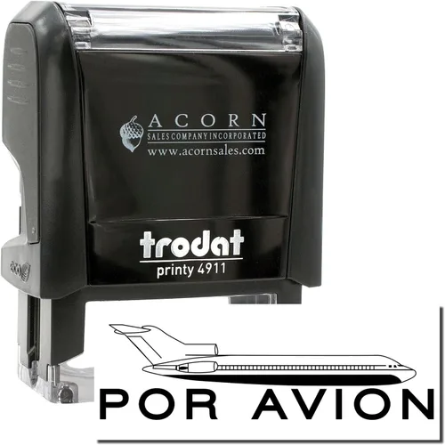 Vista 2 de Sello autoentintado por avión, perfecto para pequeñas empresas, impresiones de hasta 5 K, disponible en 11 colores de tinta, reutilizable, fácil