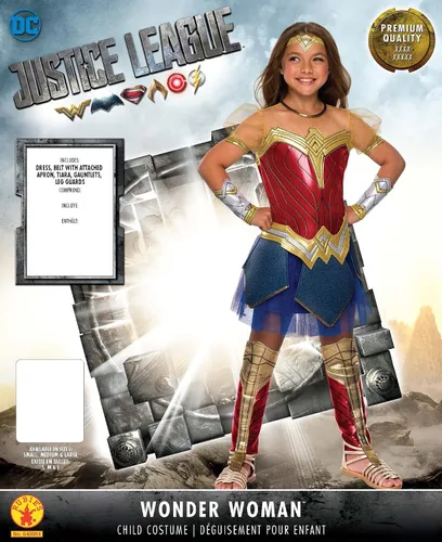 Vista 2 de Rubie's Costume Disfraz de la Liga de la Justicia Premium Mujer Maravilla para niñas, L, Multicolor