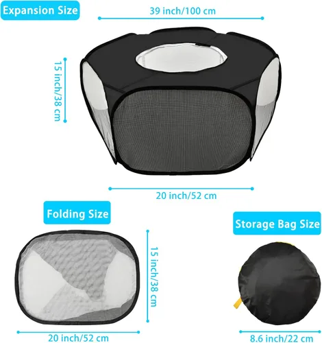 Vista 2 de Corralito de juegos para conejillos de indias, impermeable, para animales pequeños, con cubierta antiescape, portátil, transpirable, para interiores