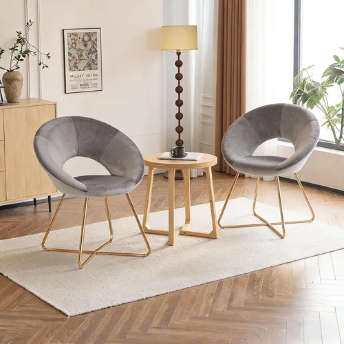 Vista 11 de DUHOME Juego de 2 sillas decorativas de terciopelo, sillas tapizadas, taburete de maquillaje, oficina, recepción, sillas de ocio, con patas doradas