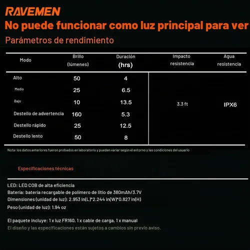 Vista 7 de RAVEMEN FR300/ FR160 Compatible with Garmin Bike Computer