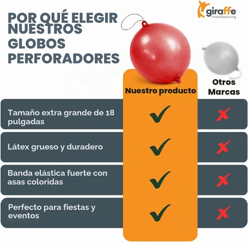 Vista 7 de Giraffe - Paquete de 35 globos grandes de látex de goma neón de 18 pulgadas