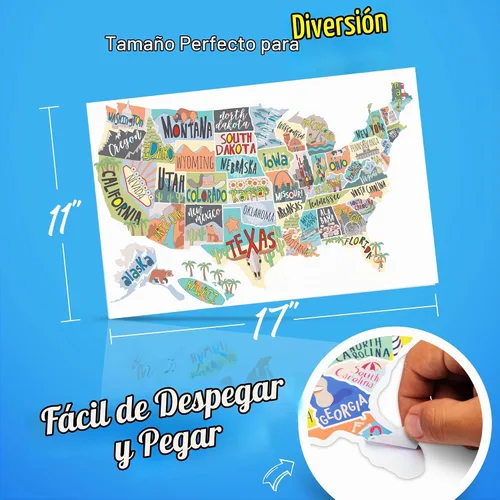 Vista 4 de Mapa de viaje de calcomanías de estado para autocaravana de los Estados Unidos 50 calcomanías de estados de EE. UU. Calcomanía de vinilo