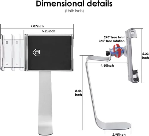Vista 2 de Weilianda Serie de asientos de cine en casa, soporte giratorio para tableta y teléfono celular, accesorios para sofá, 2 juegos de plata